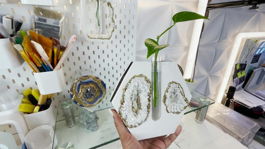 Concrete Geode Propagation Planter (Hexagon)